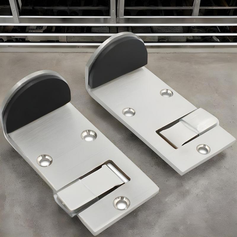 Floor Mount Door Stop Stainless Steel Door Stop 2 Pieces Safety Wedges With Rubber Pads For Apartment Travel Fast Food