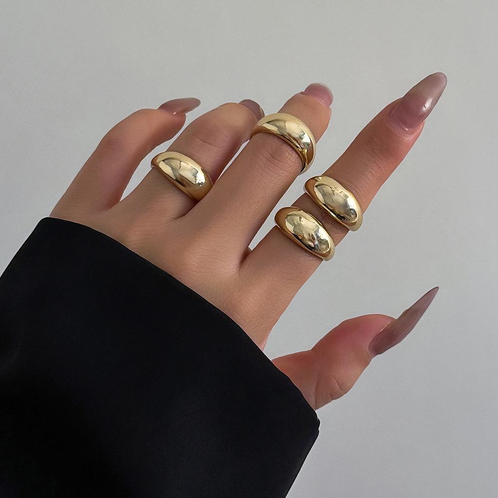 Niche Trend Design Geometric Arc Ring Knuckle Ring Exaggerated Open Ring Set Fashion Commuter Party Women Jewellery