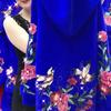 Dámská zimní krátká bunda s výšivkou květin, plus size, s límcem z umělé norkové kožešiny
