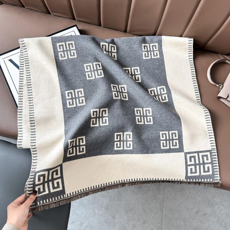 Fashion light luxury autumn and winter imitation cashmere scarf women's warm high-end shawl versatile and thickened scarf
