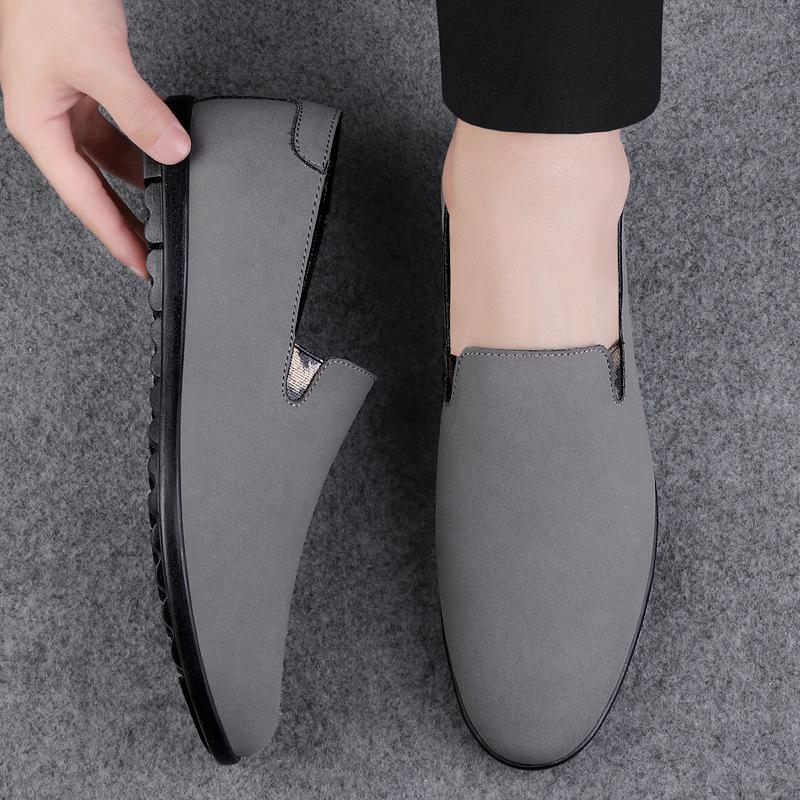 

Men s shoes 2025 summer new men s simple style versatile comfortable casual leather shoes soft sole non-slip foot driving shoes 37
