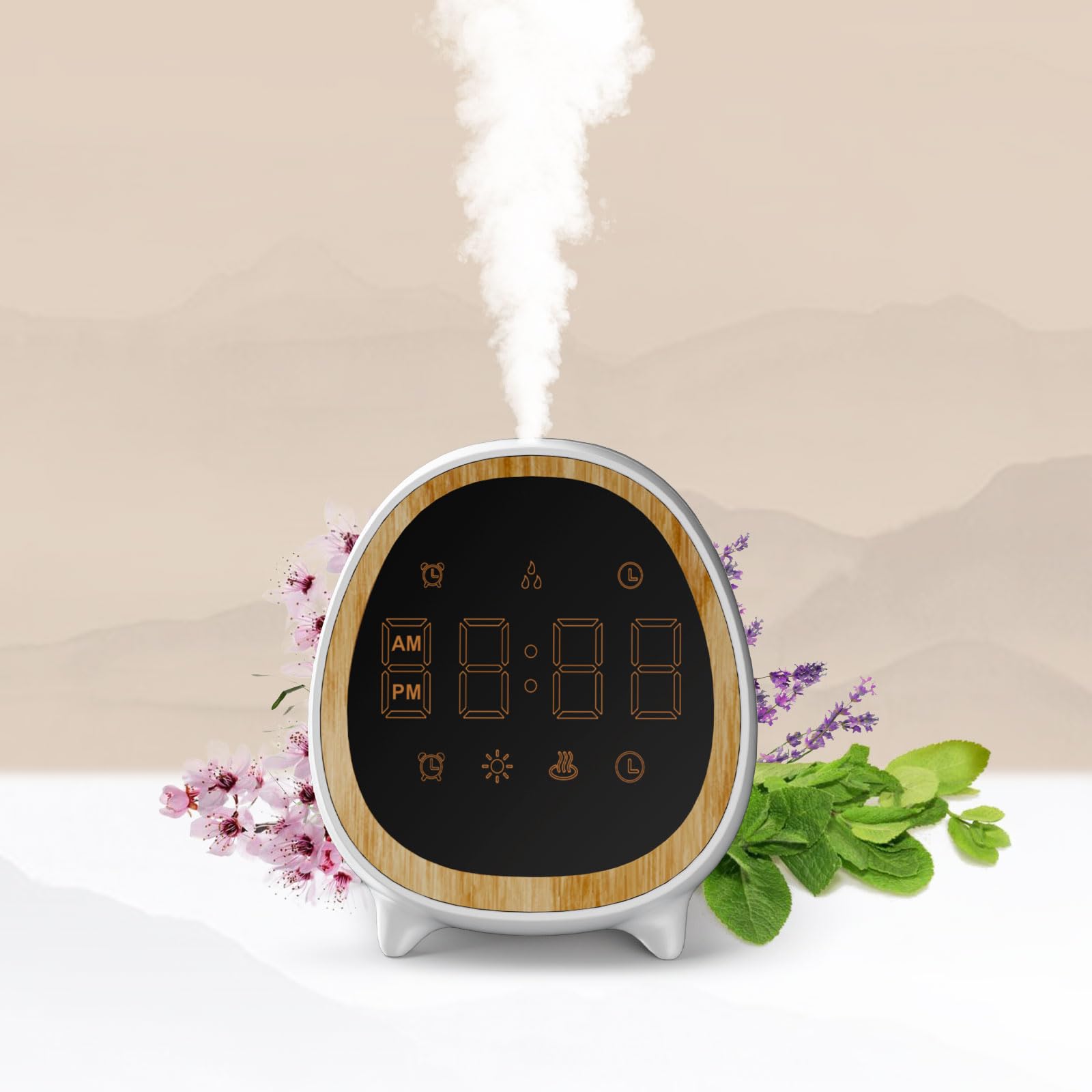 

Klona Маленький ультразвуковой увлажнитель воздуха Настольный будильник Aroma 13 часов сухого горения LED Touch Mini Совместим с хлорноватистой кислотой Living Dryness Hay Fever