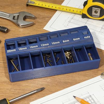M3 Bolt Sorter Tray with 7 Measuring Slots Precision M3 Screw Bolt Length Sorting Box