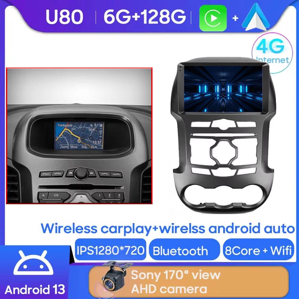 Android Multimedia For Ford Ranger 3 2011 - 2015 Car Stereo CPU Radio QLED Player Navigation Carplay Auto HDR 5G Cam BT Dash