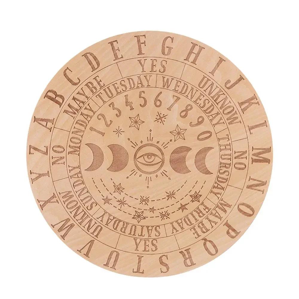 15/25cm Wooden Pendulum Board with Stars Sun&Moon for Divination Message Board Metaphysical Altar Decoration Altar Supplies