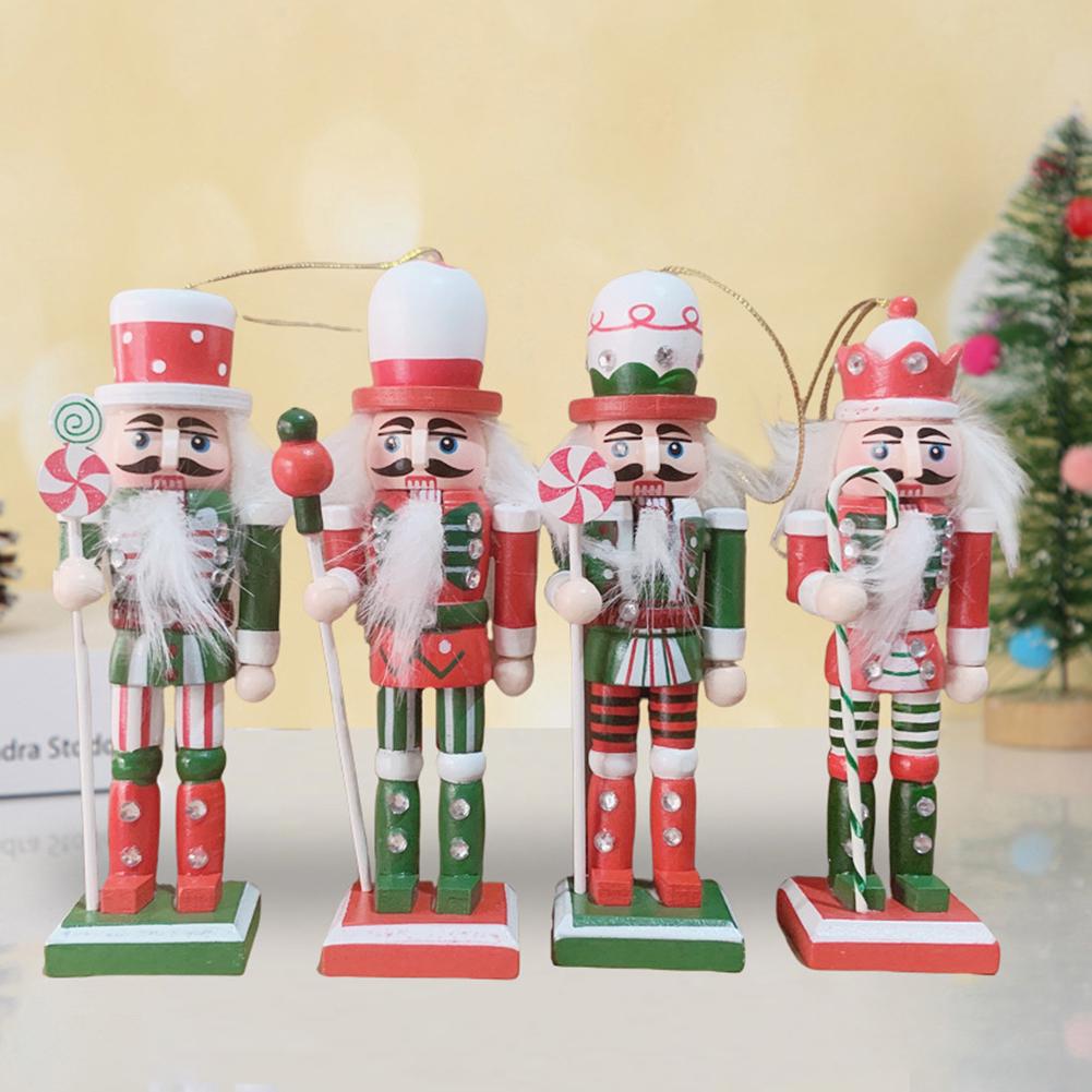 Beautifully Crafted 12CM Wooden Nutcracker Ornaments for Festive Use