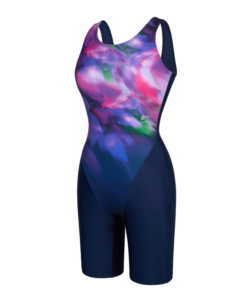 Lenomasuyeongbog Women'S Graphic 3/4 Half-Body Swimsuit Purple Rn-Ls2G564-Pp