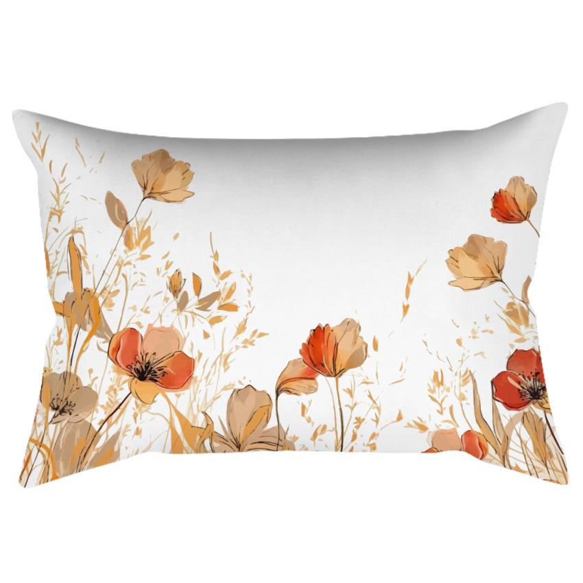 Chinese Retro Watercolor Golden Floral Print Pillowcase Home Sofa Cushion Pillowcase