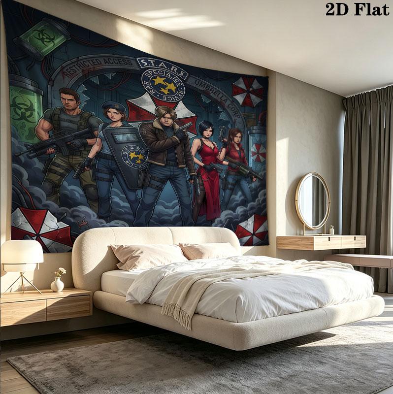 Resident Evil Wall Tapestry Aesthetic Wall Hanging Printed Fabric Blanket Decorative Tapestries For Bedroom Living Room Home Decor