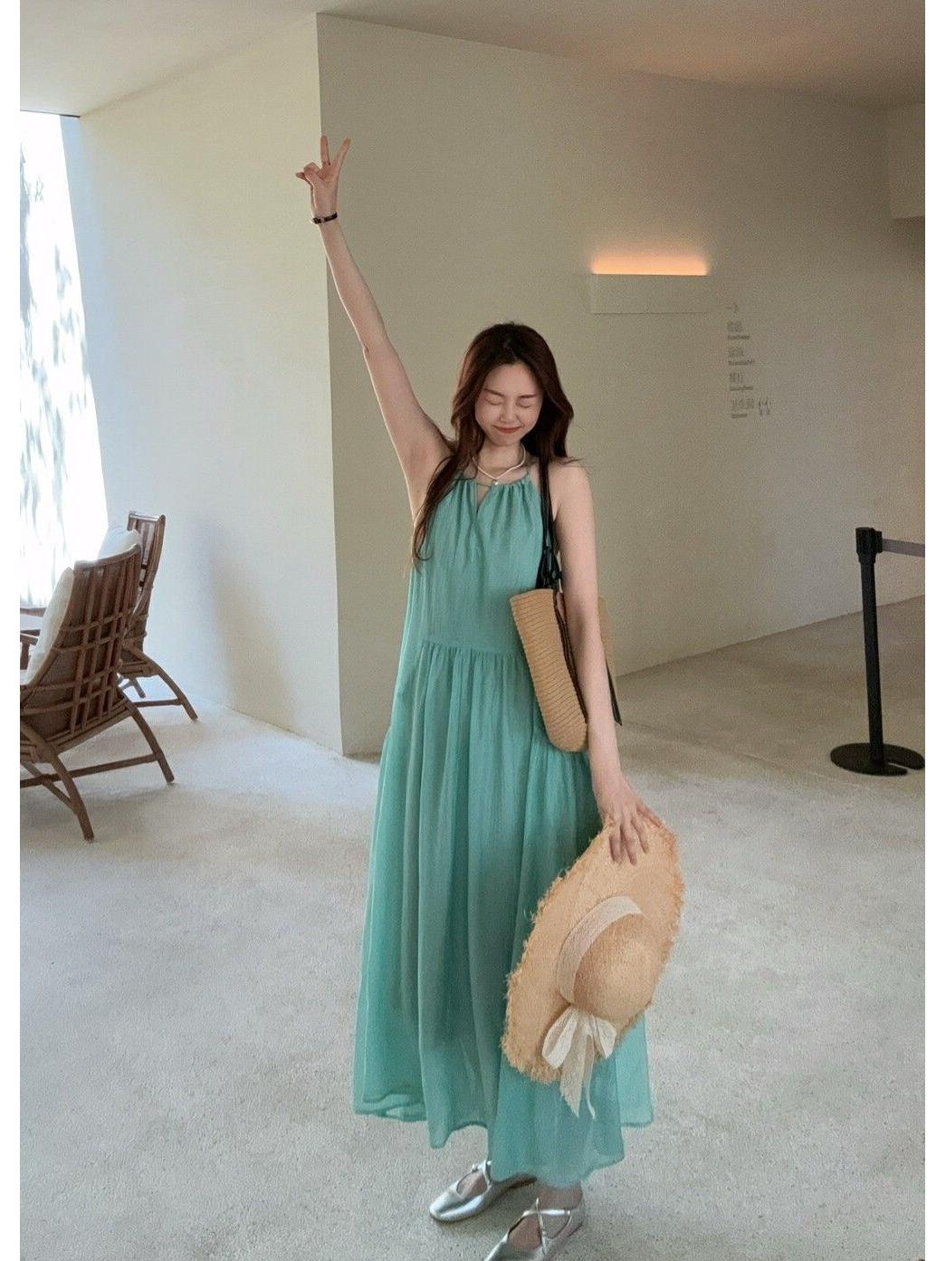 Women s French Lace Strappy Summer Dress - Beach Resort Pleated Maxi Skirt XL