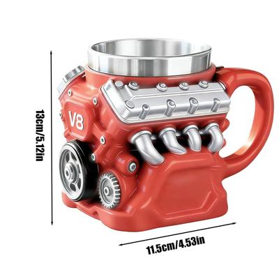 Coffee Travel Mug Mechanical Cup Stainless Steel Engine Travel Mugs for Coffee for Men Car Enthusiast Valentine's Day Birthday