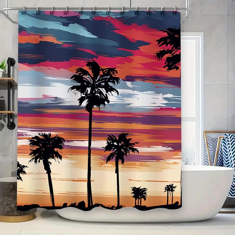 

Bath Shower Curtain Waterproof Fabric Rectangular Striped Multicolored Decor Bathroom Accessories W60H190(CM)-1 Pcs