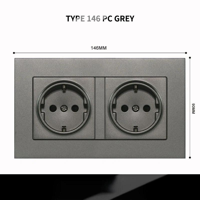 Type 86 European Standard Wall Power Socket Panel European Style, EU Standard, German Style 16A German Standard Round Hole Panel Socket