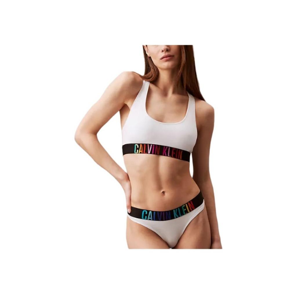 Calvin Klein Colorful Letter Waist Belt Lightweight Breathable Comfortable Bralette Women Underwear White QF7831-110