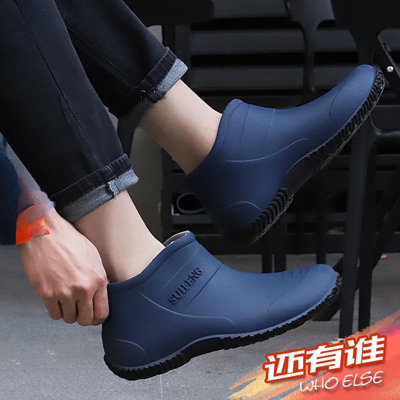 Mens Waterproof Garden Shoes Non Slip Ankle Rain Shoes Slip On Rubber Chef Work Footwear Outdoor Rain Shoe for Farming