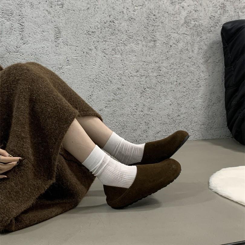 Lazy Wind! Retro Round Head Ugly Cute One-pedal Boken Single Shoes 2025 Autumn and Winter Soft-soled Grandma Shoes