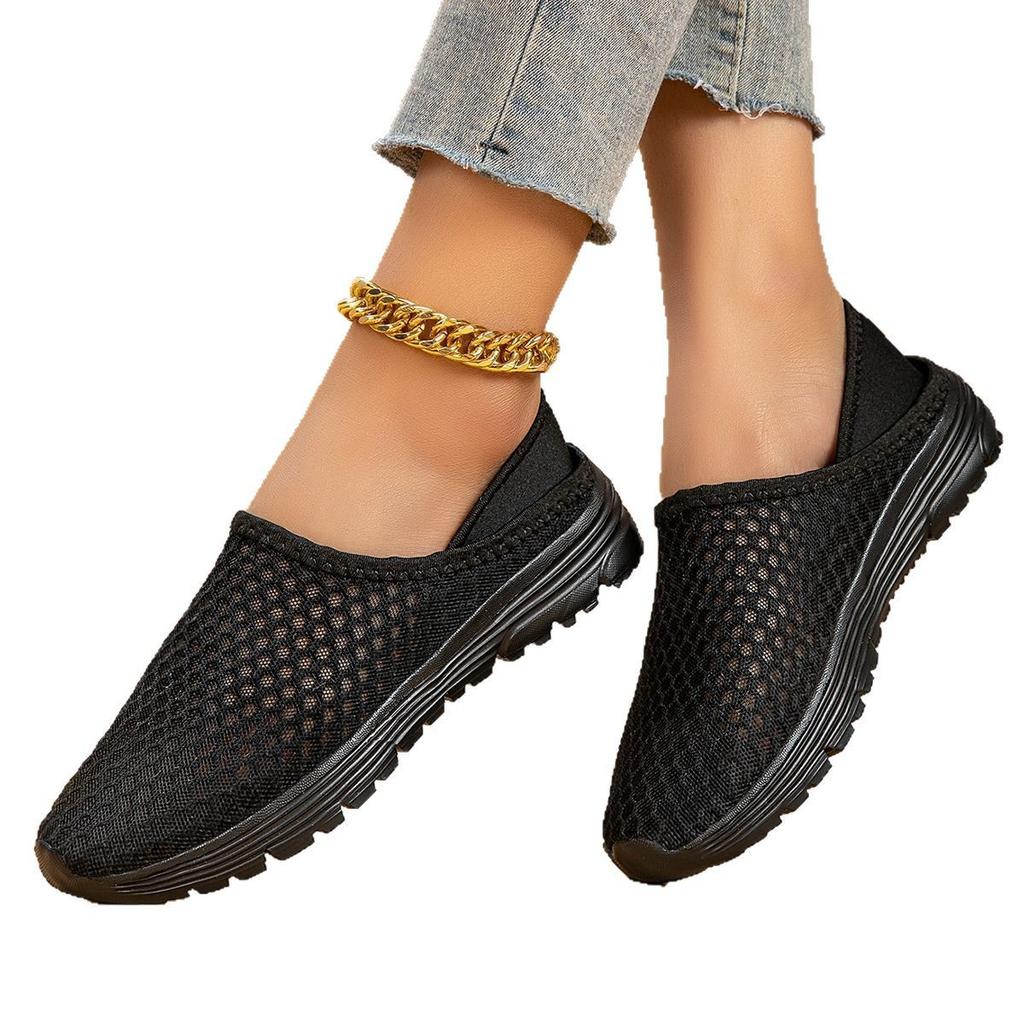 New autumn light and breathable trend casual and comfortable couple model one pedal mesh half slippers woman