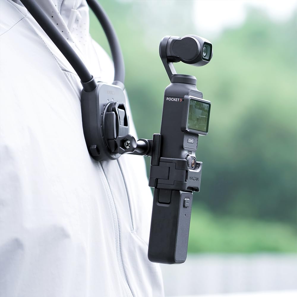 MAXCAM is a sports camera fishing view and accessory for DJI Osmo Pocket 3 and neck/chest strap, strap, first-person stand, cycling/hiking 4.