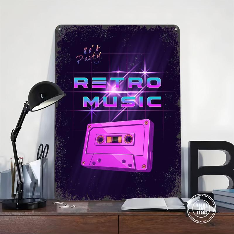 Retro Music 80s Party Tinplate Poster Customized Wall Art Vintage Retro Metal Signs for Aesthetic Decoration Room House Decor