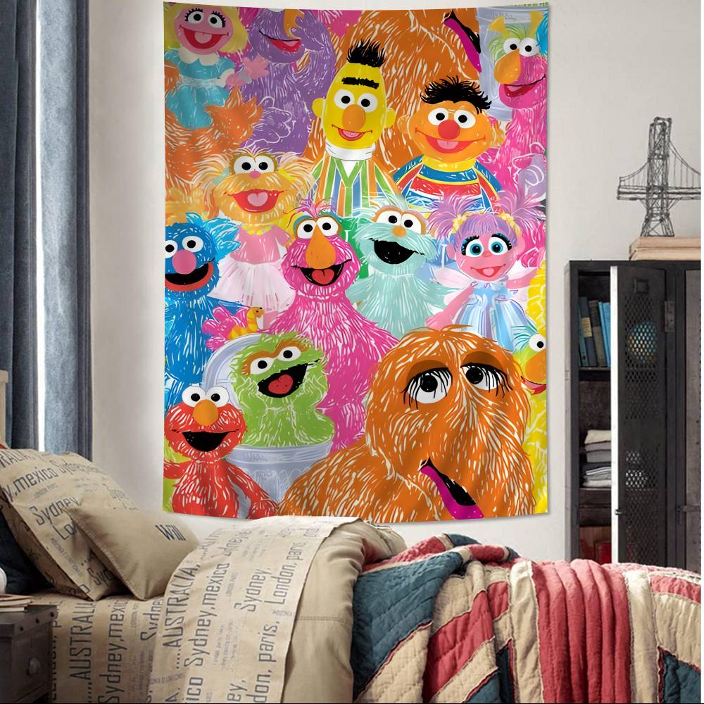 

Anime Cartoon SSesame SStreets Colorful Tapestry Wall Hanging Bohemian Wall Tapestries Mandala Wall Hanging Sheets 74x94cm(29x37in)