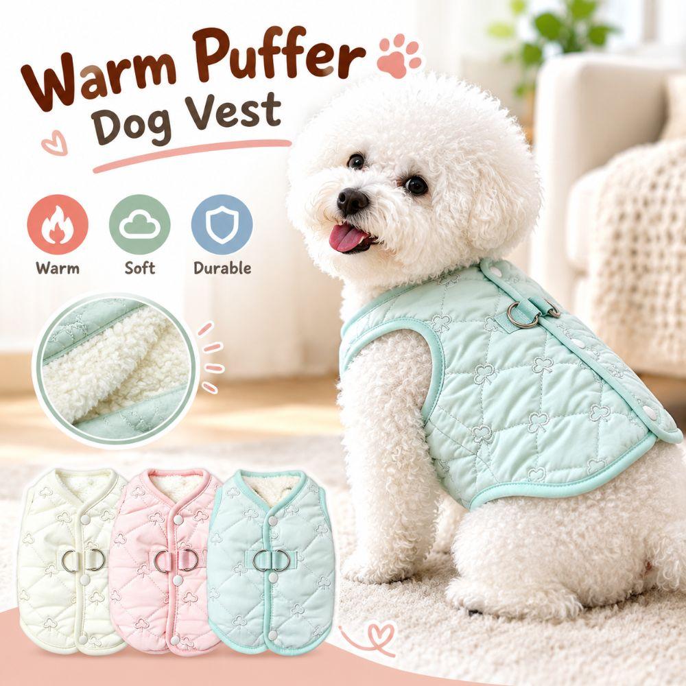 Embroidery Teddy Bear Coat Thickened Puppy Clothes Vest New Cat Vest Winter