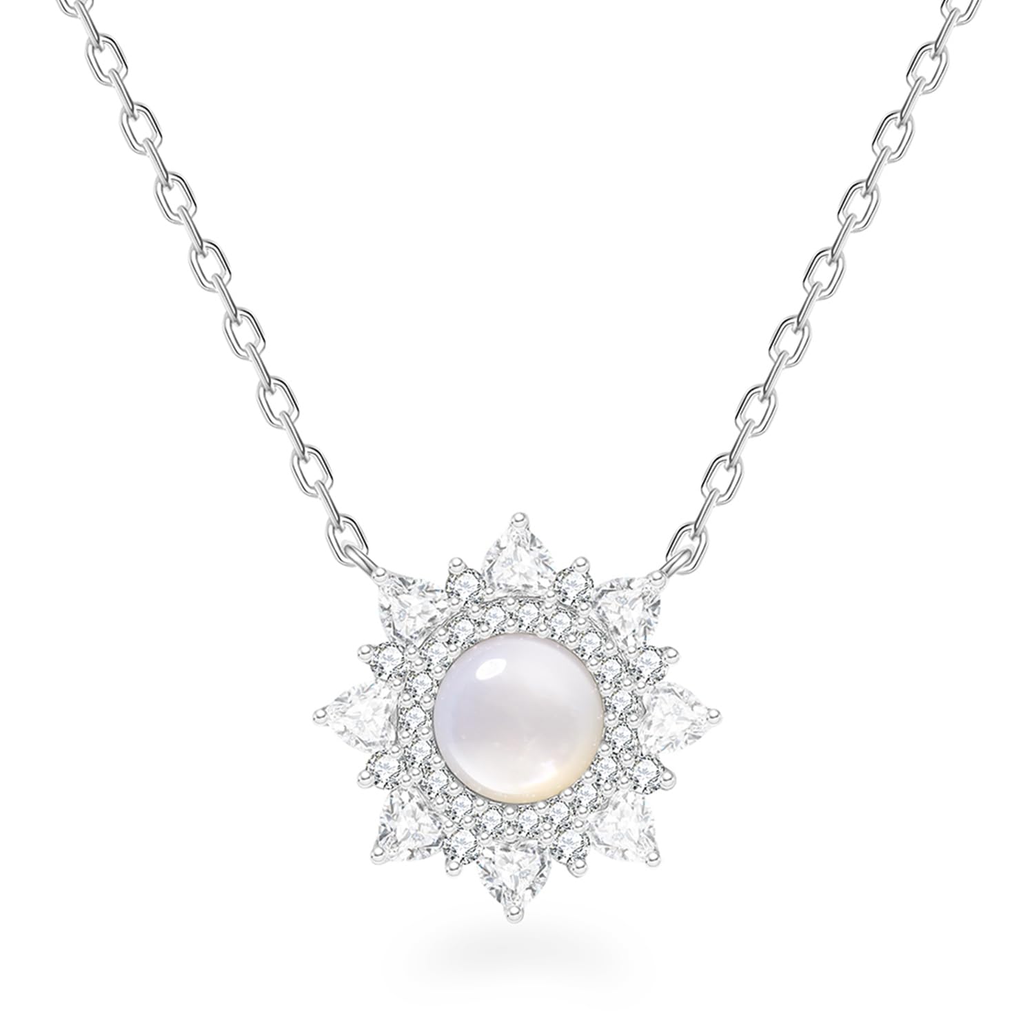 

FANCIME Ожерелье-солнце из и кубического циркония из стерлингового серебра Идеально в качестве подарка на Белый день, годовщину или день рождения Упаковка входит в комплект Женское перламутровое