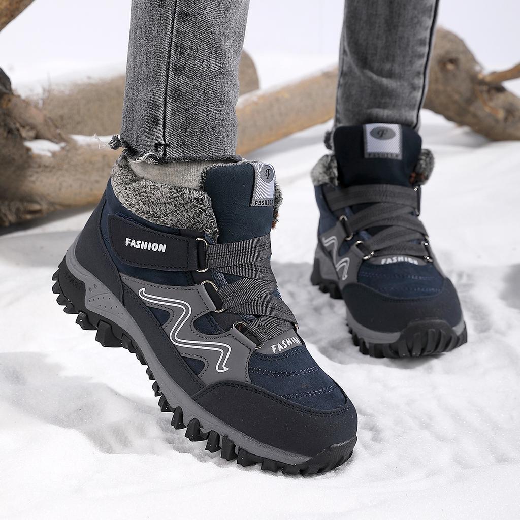 Height-increasing couple snow boots winter velvet warm men's and women's outdoor cotton shoes medium top sports cotton shoes women's shoes