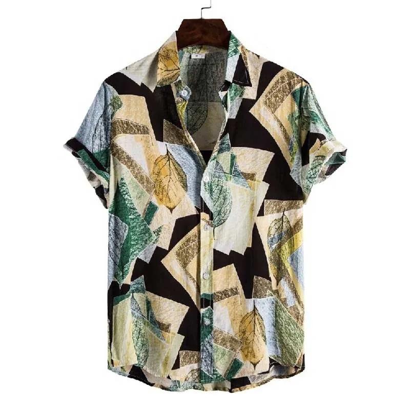Summer Casual Holiday Beach Shirt 3D Plants Pattern T-shirt Retro Short Sleeve Street Vacation Outdoor Men's and Women's Shirt