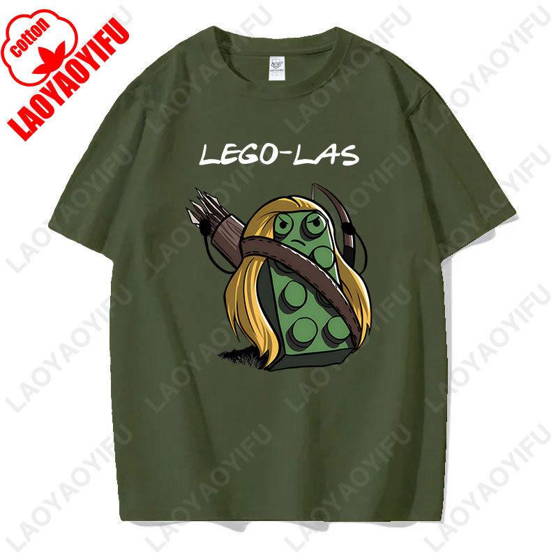 Funny Anime Cartoons Lego-las Printed T-shirt Humor Style Summer Fashion Short-sleev T Shirt Y2k Streetwear Cotton Tee Camisetas