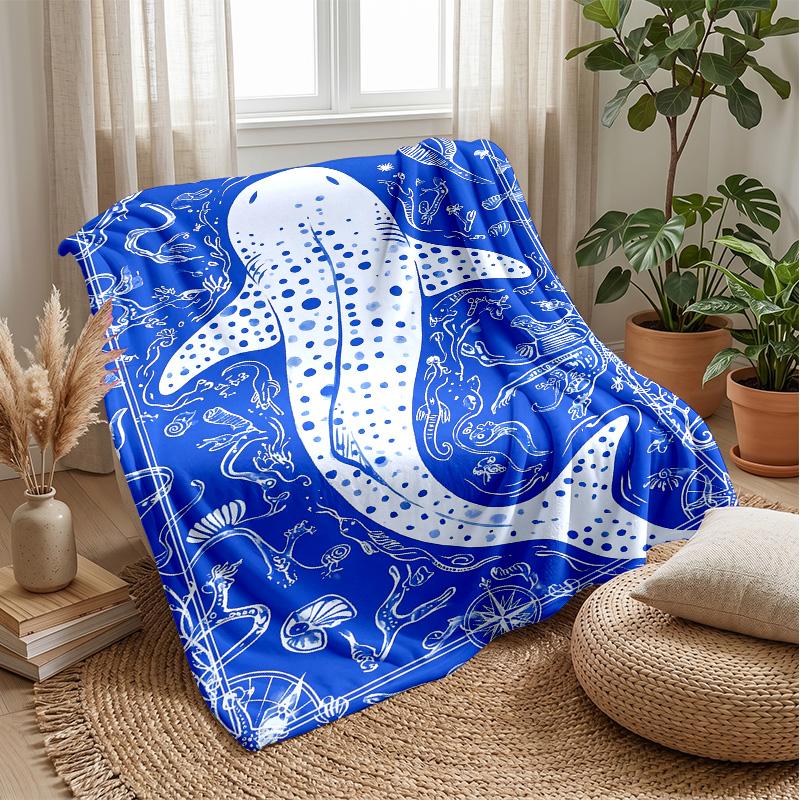 Oceanic Whales and Seals 1 Theme blanket Lightweight Warm Flannel Blanket Decorative Throw Blanket for Home Decoration