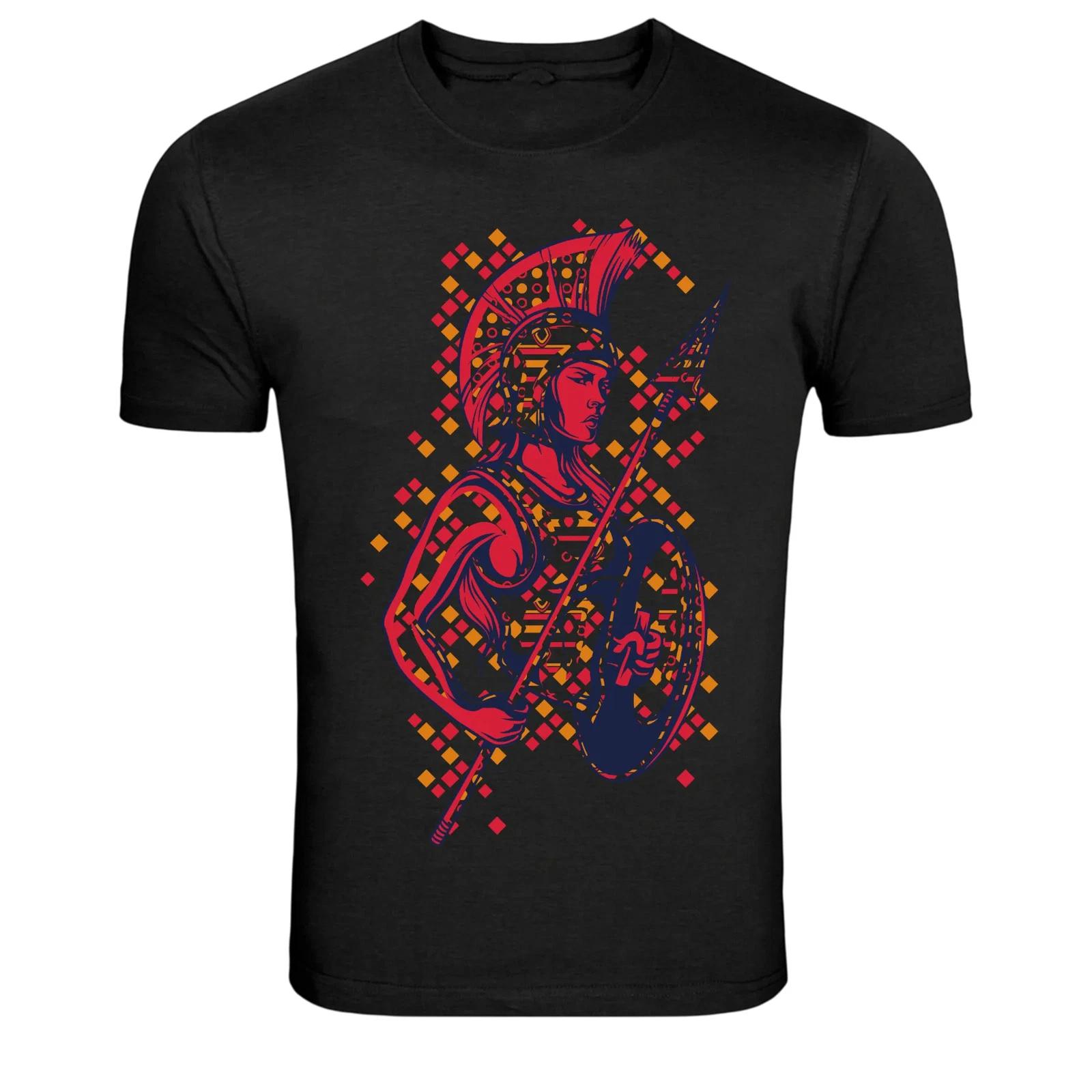 Spartan Warrior Helmet Shield Graphic T-Shirt L