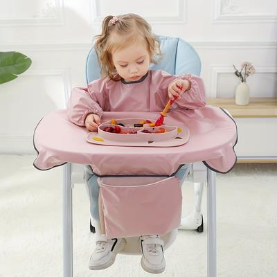 [Langärmiges Lätzchen für die Entwöhnung] Langärmeliges, maschinenwaschbares Entwöhnungslätzchen deckt den Hochstuhl für Kinder vollständig ab, bequemes Kleinkindlätzchen