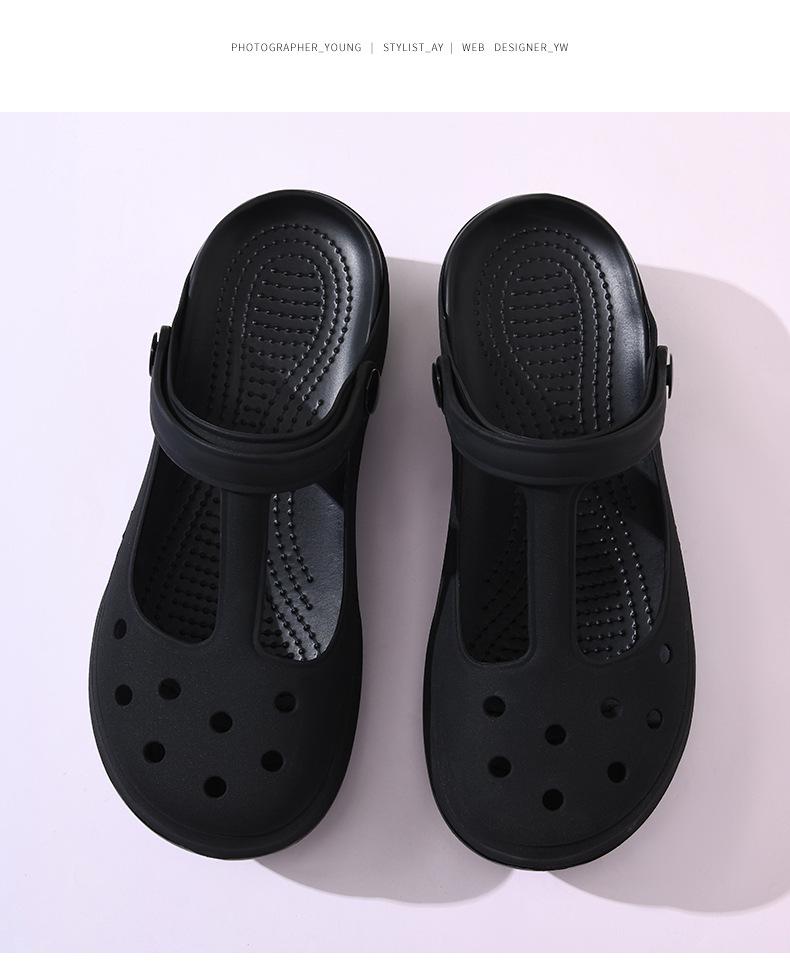 Color Block Clog Sandals - Closed Toe, Thick Sole, Non-Slip, Wear-Resistant