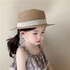 French Style Children Straw Hats Spring Summer Baby Sun Hat Trendy Bow Lace Straw Hat  for Kids