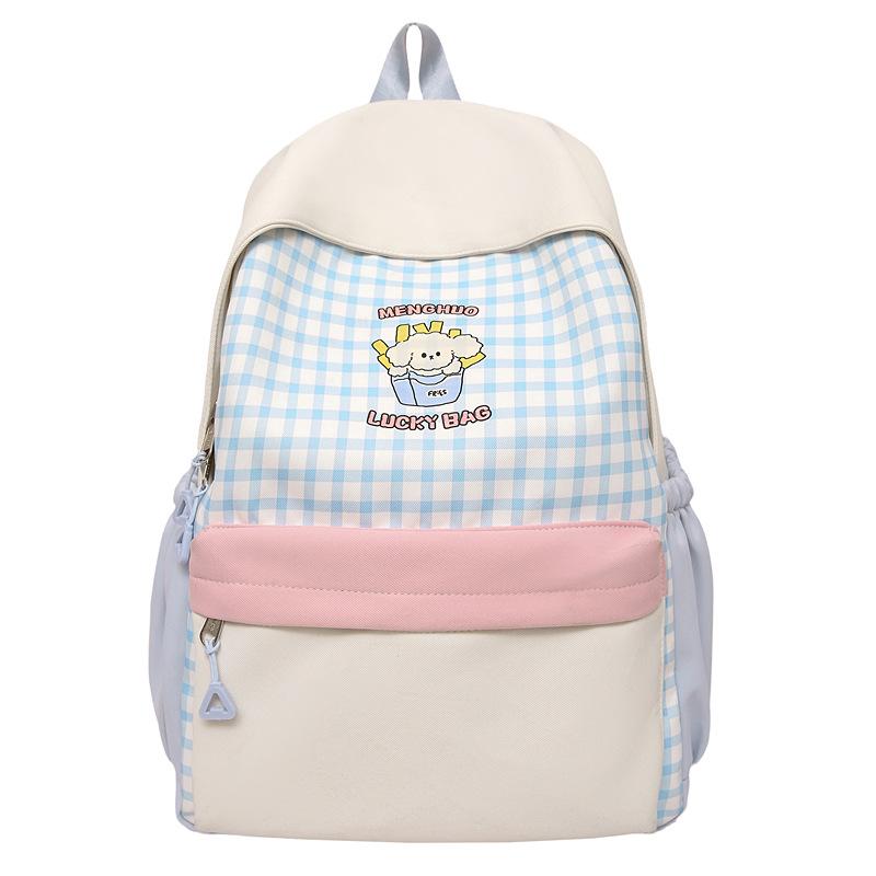 Schoolbag Foreign Soft Girl Girl Backpack Ins Japanese Cute Primary School Schoolbag Travel Plaid Cartoon Backpack