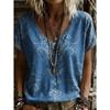 Women Summer T Shirt  Flowers Print Short Sleeve Tees Casual Printed Tops