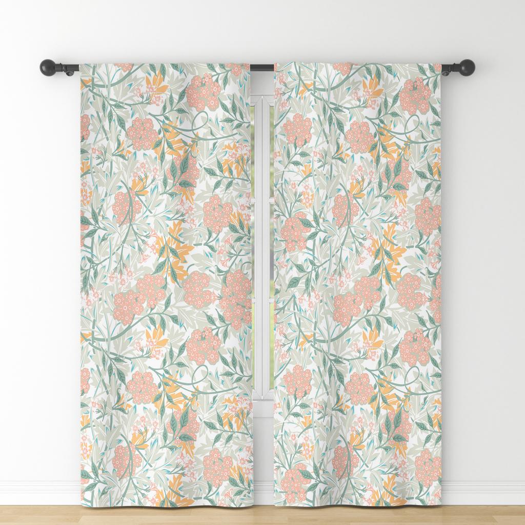 Set Of 2 Fresh Rural Style Window Curtains Floral Fragments Natural Decor Bedroom Dining Room Polyester Modern Blackout Made Treatment