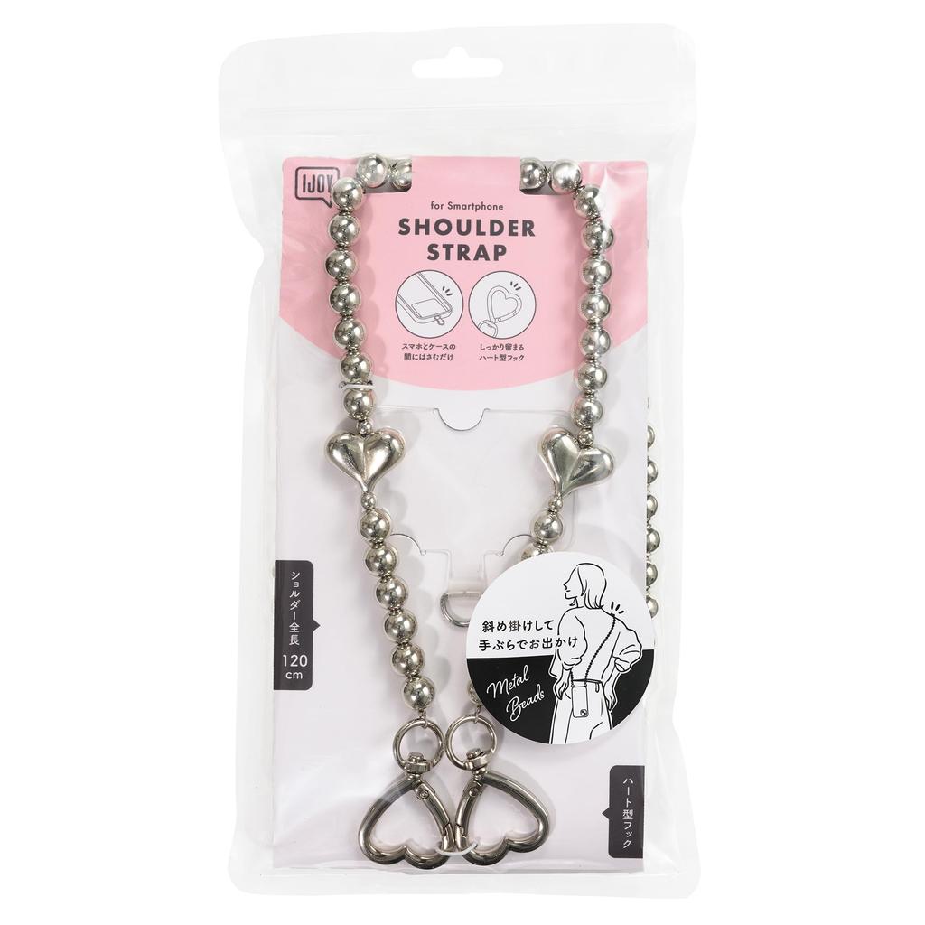 Suncrest Metal Bead Shoulder Heart Silver Strap, iSB-ST67