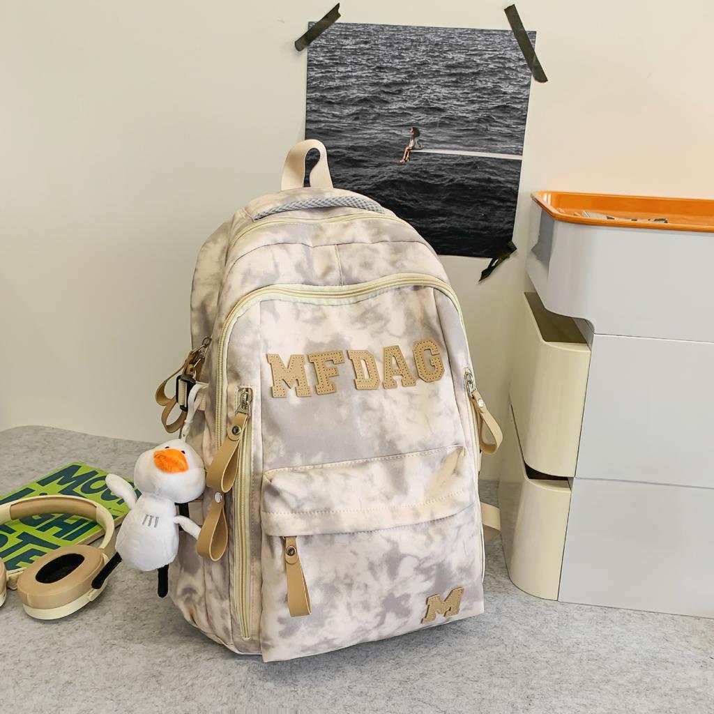 School Bag High Value Letter Back Couple Solid Color Casual Simple Light Outdoor Large Capacity