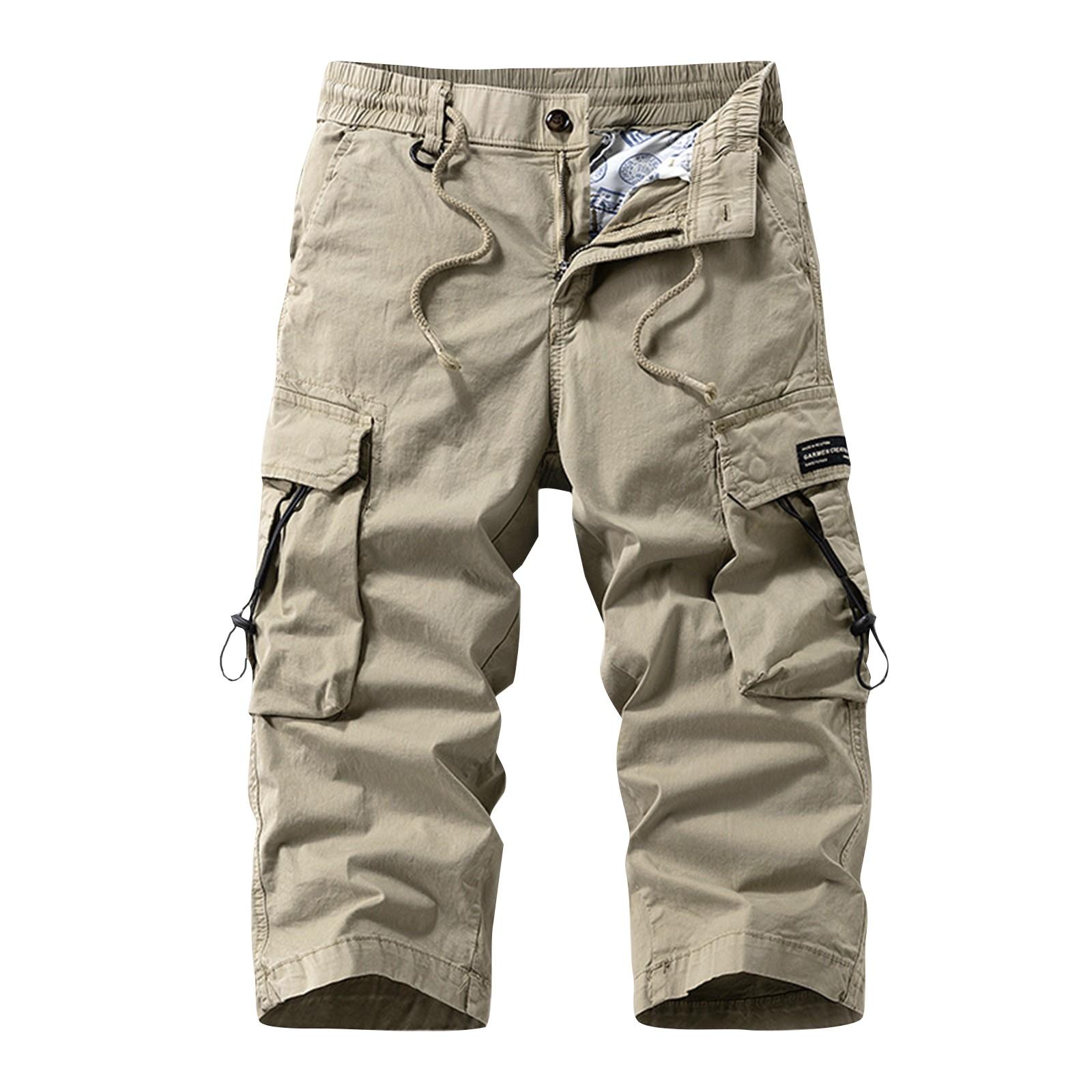 

Мужская универсальная повседневная функциональная рабочая одежда укороченные брюки свободные прямые брюки с несколькими карманами 38 хаки