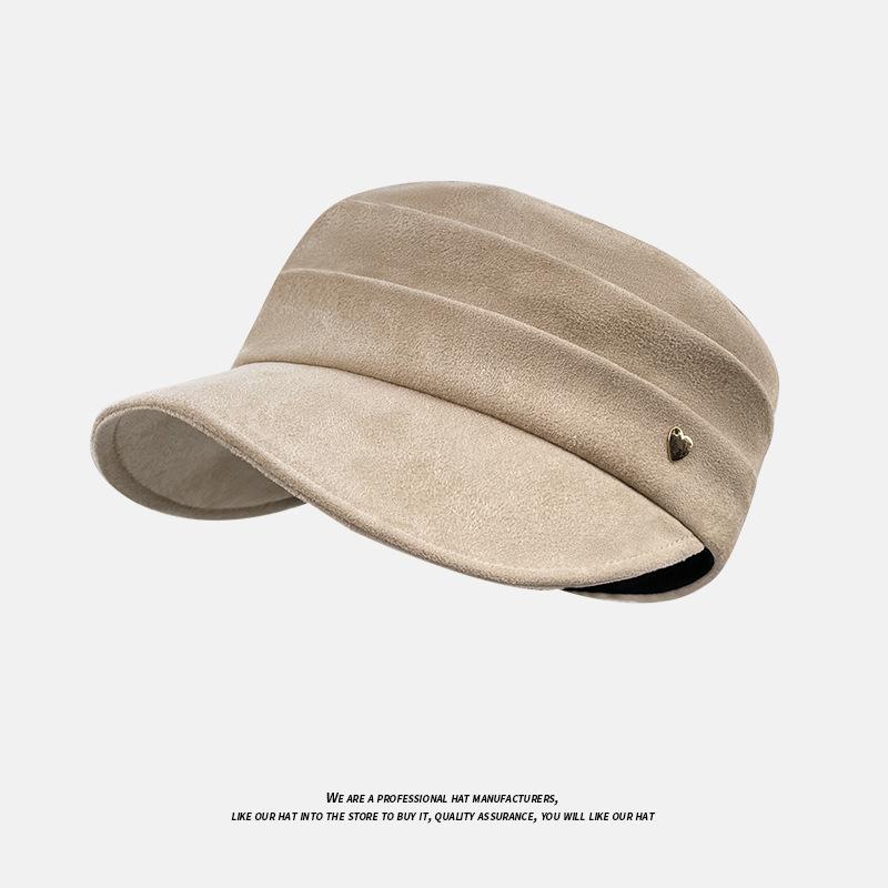 British Hat Women's Suede Pleated Equestrian Hat Versatile Flat Hat Autumn and Winter Versatile Literary Painter Hat