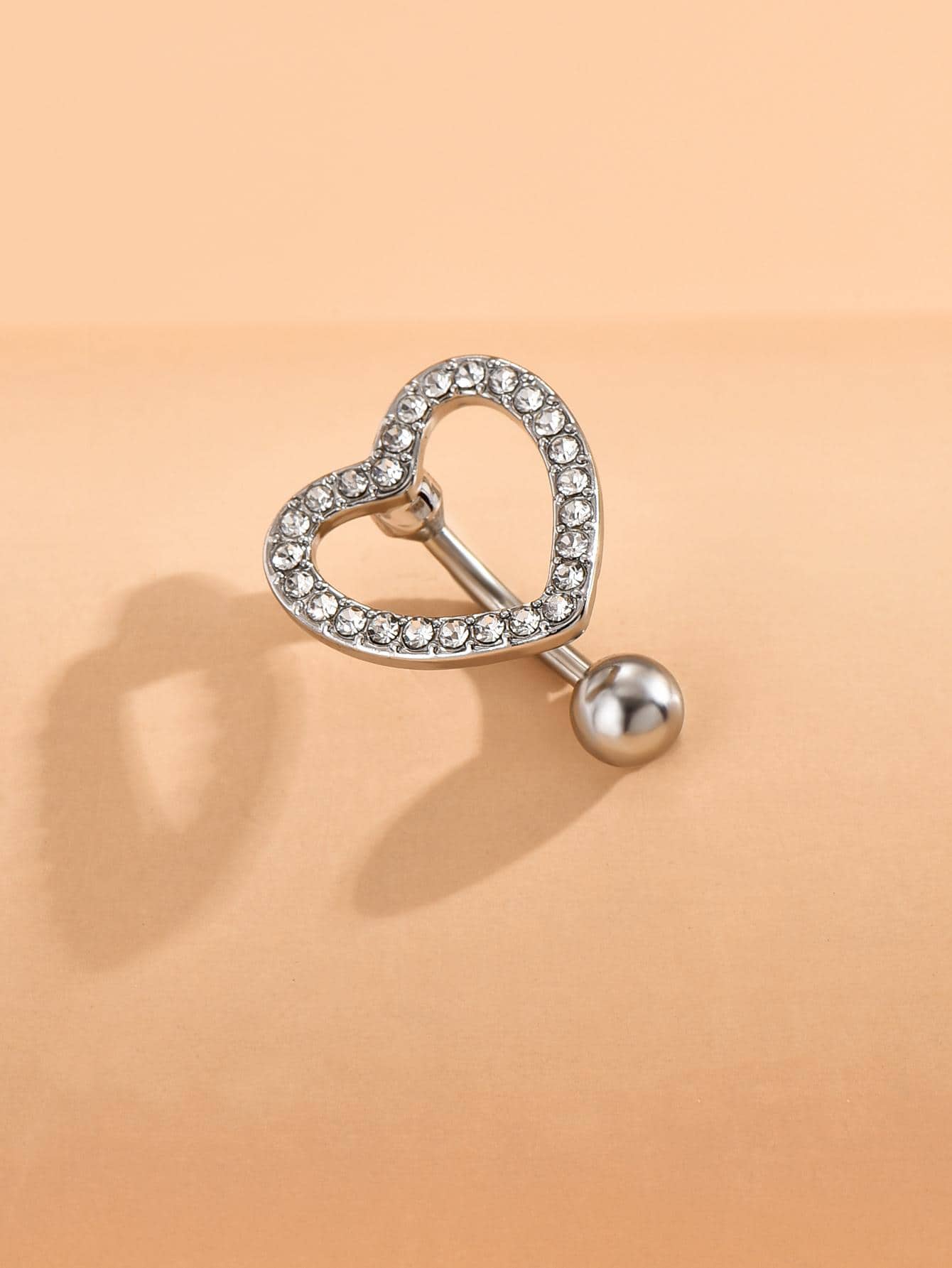 Шарм Искрящийся Циркон Полый Сердце Пирсинг Пупка Женская Мода Боди-Украшение