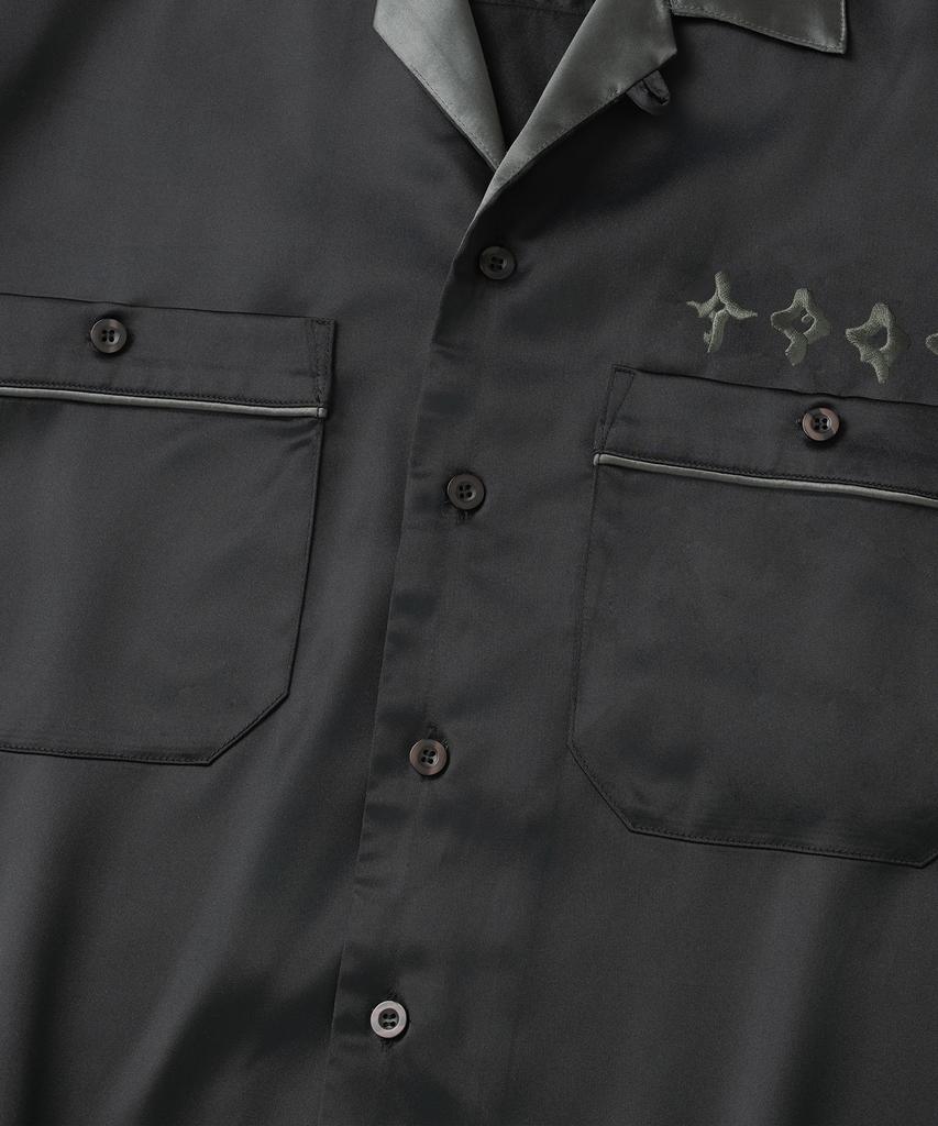 NOT4NERD Chain Stitch Half Bowling Shirt - Black