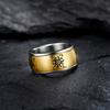 Sun Moon Nebula Electric Rotating Ring with Chinese Style Pattern and Mens Gold Plated Ring Symbolizing Brave Struggle and Tolerance