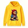 Kids Boys Girls Hoodie, Cute Gamer Capybara Print Casual Pullover Hooded Sweatshirt for Game Lovers Children Tops