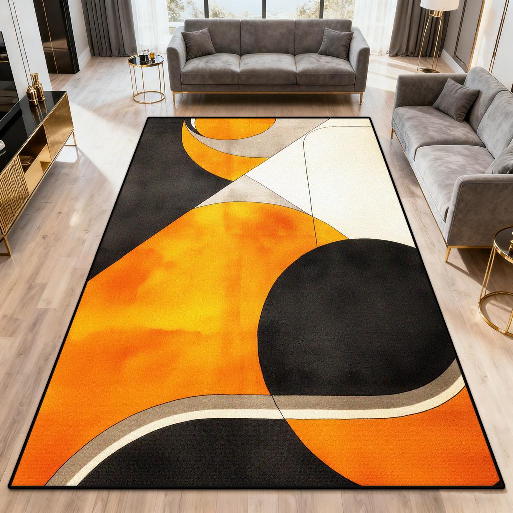 Nordic Abstract Living Room Carpet Orange Simple Style Decoration Sofa Large Area Rugs Bedroom Bath Non-slip Entrance Door Mat