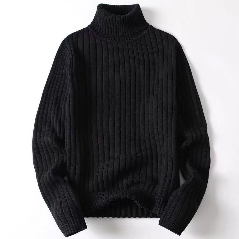 Autumn and Winter High Collar Solid Color Slim Bottoming Shirt Lazy Style Casual Versatile Sweater Men's Pullover Top