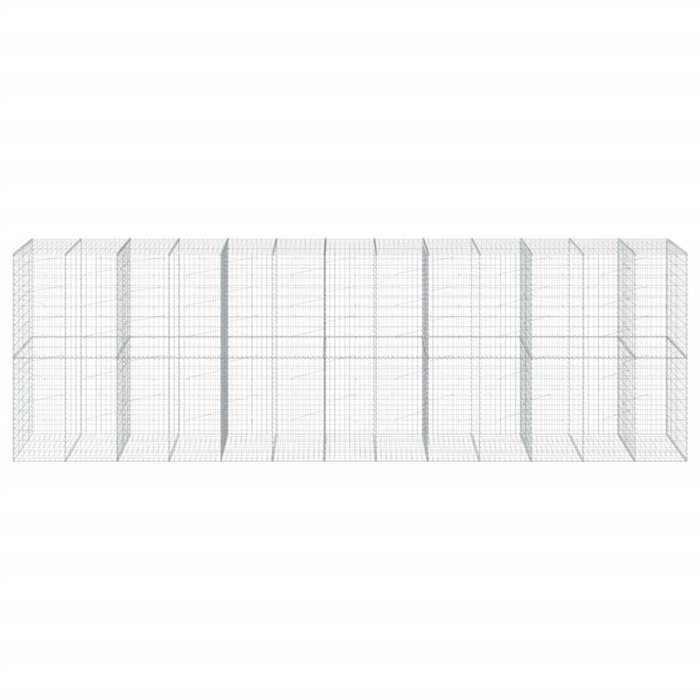 VidaXL Panier gabion avec couvercle 650x100x200 cm fer galvanisé, mur en gabion, mur de soutènement en gabion, clôture en 3295236