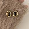 Trendy Tigers Eye Stone Metal Earrings For Women Lightweight Hypoallergenically Jewelry Ear Accessories Gift