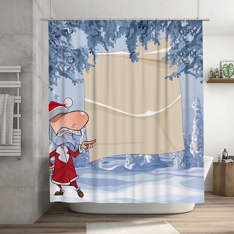 

Tu Santa Claus Shower Curtain Christmas Bathroom Decor Festive Holiday Waterproof Fabric Set Vintage Style Home Decor Gift Idea W60H190(CM)-1 Pcs